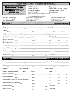 section a owner/principal credit application ~ strictly confidential