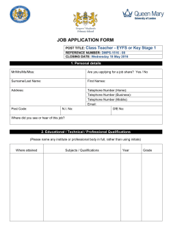 job application form - Drapers` Maylands Primary School