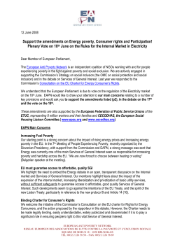 12 June 2008 Support the amendments on Energy poverty
