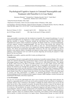 Psychological/Cognitive Aspects in Untreated Neurosyphilis and
