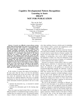 Cognitive Developmental Pattern Recognition: Learning to learn