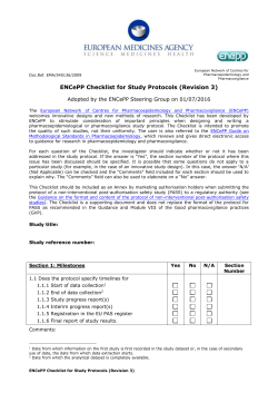 ENCePP Checklist for Study Protocols
