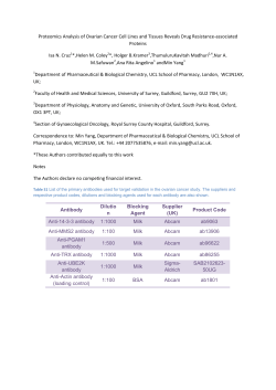 Proteomics Analysis of Ovarian Cancer Cell Lines and