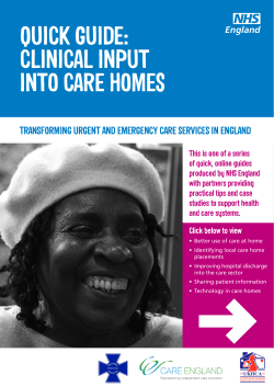 NHS England, Quick Guide: Clinical input into care homes, NHS