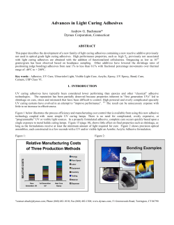 Advances in Light Curing Adhesives
