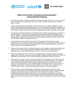 State of the World`s Vaccines and Immunization