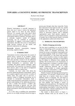 towards a cognitive model of phonetic - Rachael