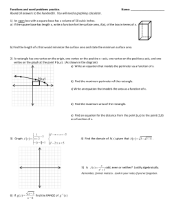 Functions and word problems practice. Name: Round all answers to
