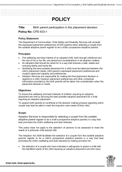 Birth parent participation in the placement decision