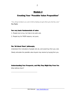 Module 2 Creating Your “Possible Value