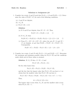 Math 151. Rumbos Fall 2013 1 Solutions to Assignment #3 1
