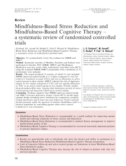 MindfulnessBased Stress Reduction and MindfulnessBased