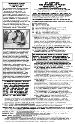 June 28, 2015 - St Matthew the Evangelist