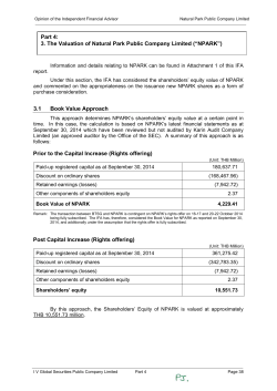Part 4: 3. The Valuation of Natural Park Public Company Limited