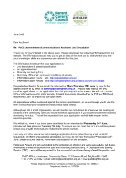PaCC admin/ comms letter