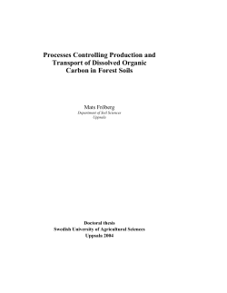 Processes Controlling Production and Transport of Dissolved