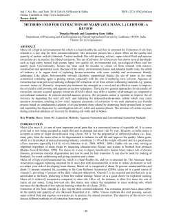 methods used for extraction of maize (zea mays, l.) germ oil