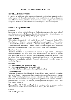 Guidelines for paper writing