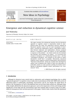 Emergence and reduction in dynamical cognitive science
