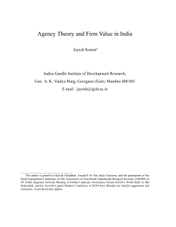 Agency Theory and Firm Value in India