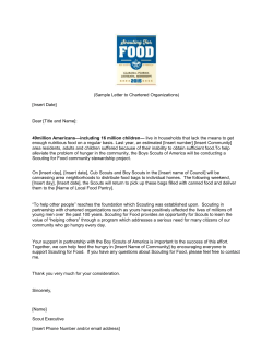SFF Letter for Chartered Organizations