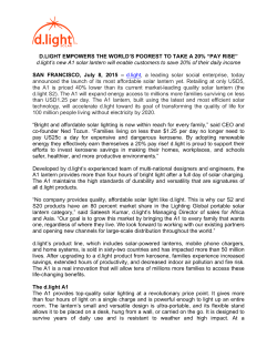 D.LIGHT EMPOWERS THE WORLD`S POOREST TO TAKE A 20
