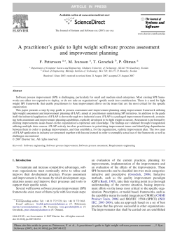 A practitioner`s guide to light weight software process assessment