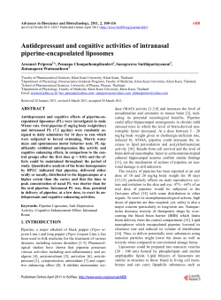 Antidepressant and cognitive activities of intranasal piperine