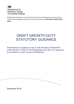 Draft Statutory Guidance on the Growth Duty