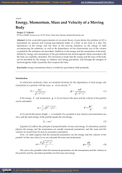 Energy, Momentum, Mass and Velocity of a Moving Body