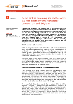 Nemo Link is demining seabed to safely lay first electricity