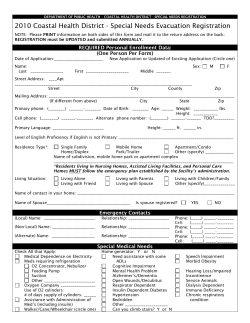 special needs registration - Georgia Coastal Health District