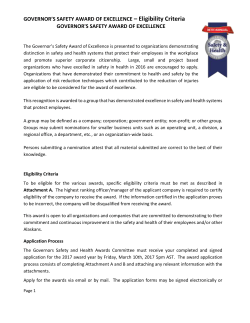 The Governor`s Safety Award of Excellence is presented to