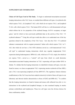 SUPPLEMENTARY INFORMATION Choice of Cell Types Used in