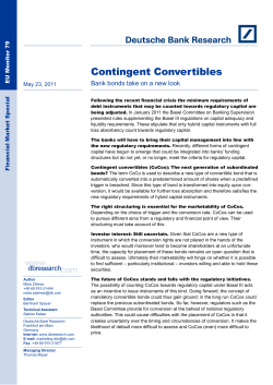 Contingent Convertibles: Bank bonds take on a new look