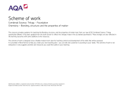 Chemistry – Bonding, structure and the properties of matter