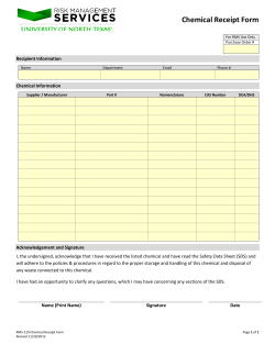 Chemical Receipt Form - UNT Risk Management`s