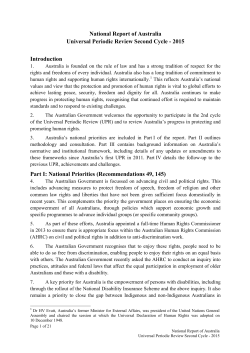 UPR National Report of Australia 2015 - Attorney