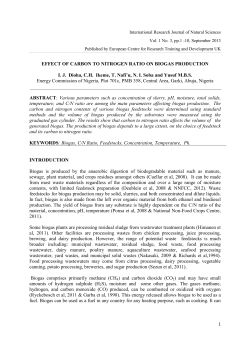 EFFECT OF CARBON TO NITROGEN RATIO ON BIOGAS