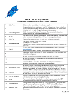 One Act Play Festival Rules