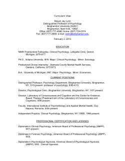 Curriculum Vitae Steven Jay Lynn Distinguished Professor of