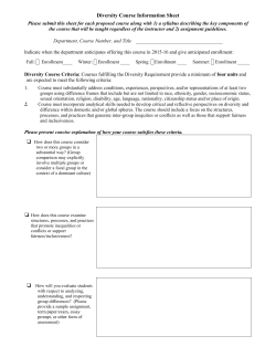 Diversity Course Information Sheet Please submit this sheet for each