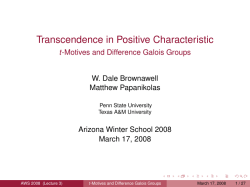 Transcendence in Positive Characteristic - t
