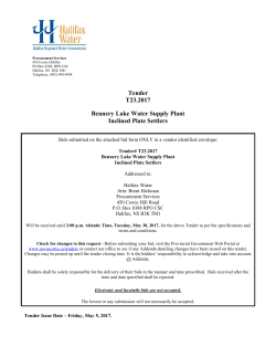 Tender T23.2017 Bennery Lake Water Supply Plant Inclined Plate