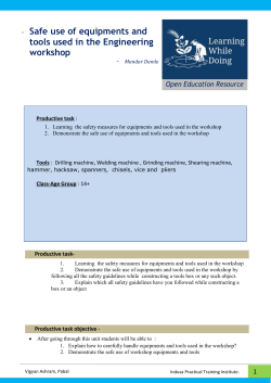 Safety Workshop tools and equipment