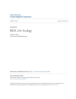 BIOL 216--Ecology - Clark Digital Commons