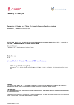 University of Groningen Dynamics of Singlet and Triplet Excitons in