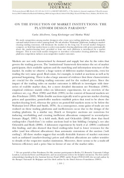 on the evolution of market institutions