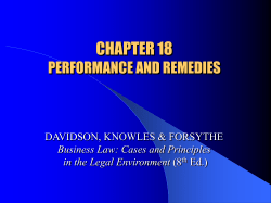 CHAPTER 18 PERFORMANCE AND REMEDIES