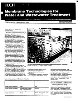Membrane Technologies for Water and Wastewater